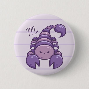 Badge Rond 5 Cm Bouton d'animal de zodiaque de Scorpion