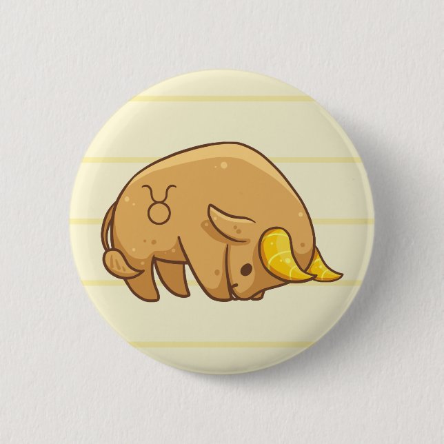 Badge Rond 5 Cm Bouton d'animal de zodiaque de Taureau (Devant)
