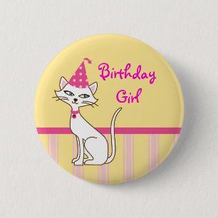 Badge Rond 5 Cm Bouton d'anniversaire de chat de Kitty