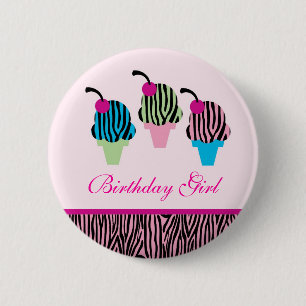 Badge Rond 5 Cm Bouton d'anniversaire de crème glacée d'impressi
