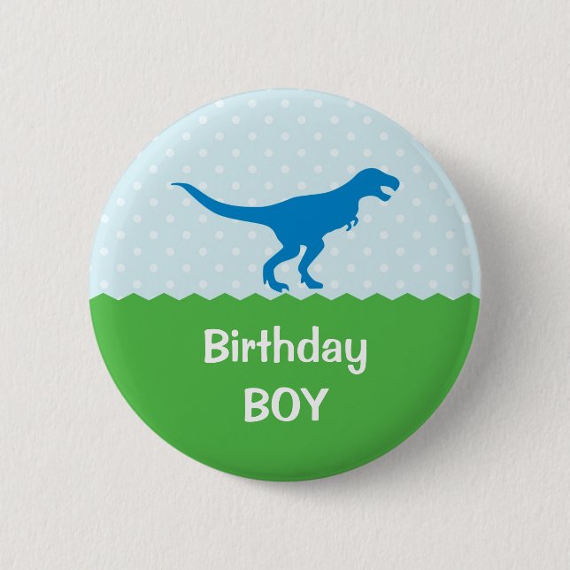 Badge Rond 5 Cm Bouton d'anniversaire de dinosaure (Devant)