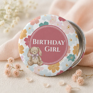 Badge Rond 5 Cm Bouton d'anniversaire de lapin Fête de lapin migno