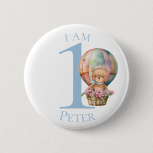 Badge Rond 5 Cm Bouton d'anniversaire de l'ours en peluche