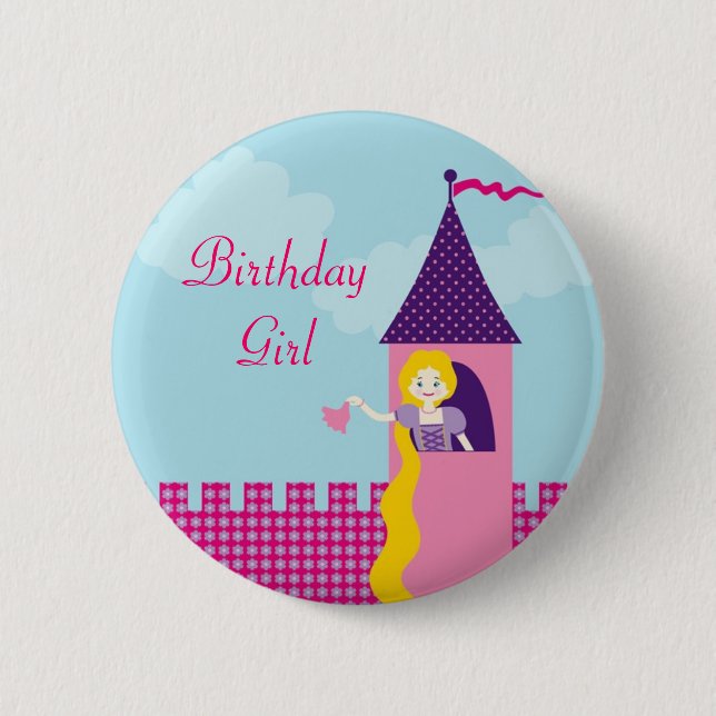 Badge Rond 5 Cm Bouton d'anniversaire de Rapunzel (Devant)