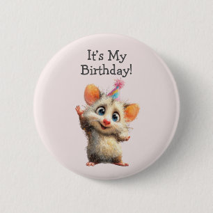 Badge Rond 5 Cm Bouton d'anniversaire d'opossum • Fête mignonne en