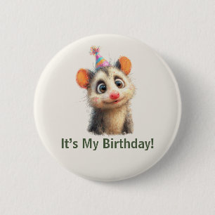 Badge Rond 5 Cm Bouton d'anniversaire d'opossum • Fête mignonne en