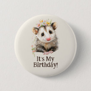 Badge Rond 5 Cm Bouton d'anniversaire d'opossum • Fête mignonne en
