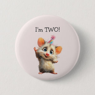 Badge Rond 5 Cm Bouton d'anniversaire d'opossum • Fête mignonne en