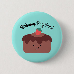 Badge Rond 5 Cm Bouton d'anniversaire du gâteau au chocolat Brown
