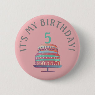 Badge Rond 5 Cm Bouton d'anniversaire Gâteau d'anniversaire vert M
