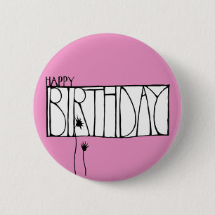 Badge Rond 5 Cm Bouton d'anniversaire rose