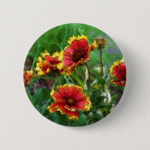Badge Rond 5 Cm Bouton d'aquarelle de fleurs couvrantes