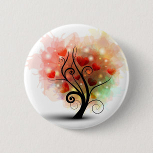 Badge Rond 5 Cm Bouton d'arbre de coeur
