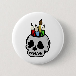 Badge Rond 5 Cm Bouton d'art crâne