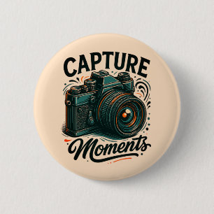 Badge Rond 5 Cm Bouton d'art de caméra Capture Moments