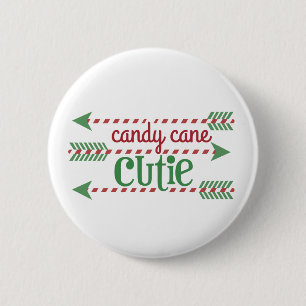 Badge Rond 5 Cm Bouton d'art de mot Noël Candy Cane Cutie