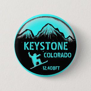 Badge Rond 5 Cm Bouton d'art en snowboard turquoise de Keystone Co