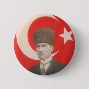 Badge Rond 5 Cm Bouton d'Ataturk