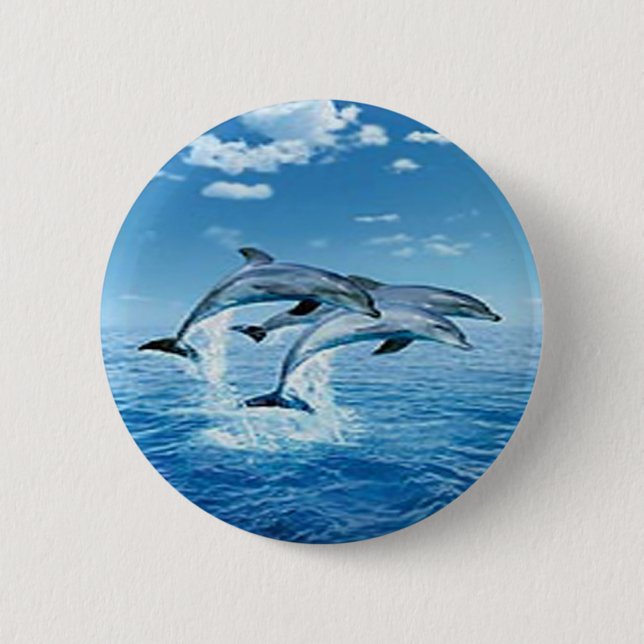 Badge Rond 5 Cm Bouton Dauphins d'air (Devant)