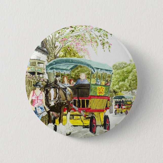 Badge Rond 5 Cm Bouton "d'autobus de cheval de Polperro" (Devant)