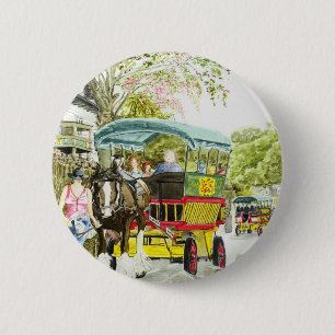 Badge Rond 5 Cm Bouton "d'autobus de cheval de Polperro"