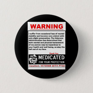 Badge Rond 5 Cm Bouton D'AVERTISSEMENT de PTSD