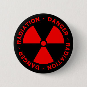 Badge Rond 5 Cm Bouton d'avertissement de rayonnement rouge