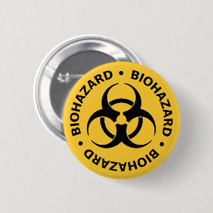 Badge Rond 5 Cm Bouton d'avertissement de risque biologique