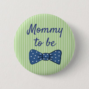 Badge Rond 5 Cm Bouton d'Baby shower de Cravate Blue Mom to be Bow