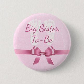 Badge Rond 5 Cm Bouton de Baby shower de la grosse soeur de la bow