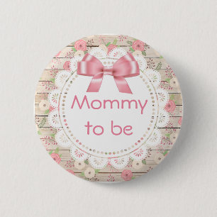 Badge Rond 5 Cm Bouton de Baby shower de la maman pour être bronzé