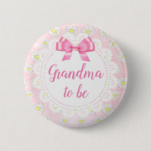 Badge Rond 5 Cm Bouton de Baby shower de la mamie pour être Rose D