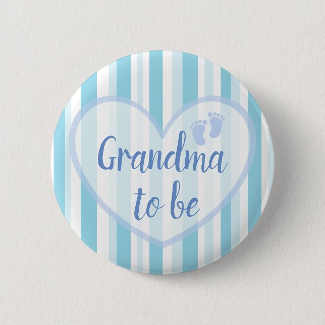 Badge Rond 5 Cm Bouton de Baby shower Grandma to be Blue Footprint (Devant)