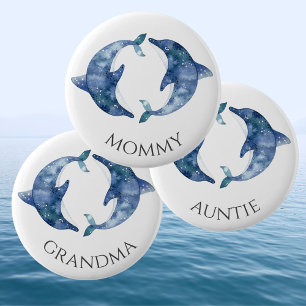 Badge Rond 5 Cm Bouton de Baby Shower Sea Life Twins Maman