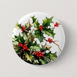 Badge Rond 5 Cm Bouton de baie de houx