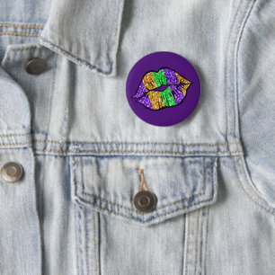 Badge Rond 5 Cm Bouton de baiser de Mardi Gras