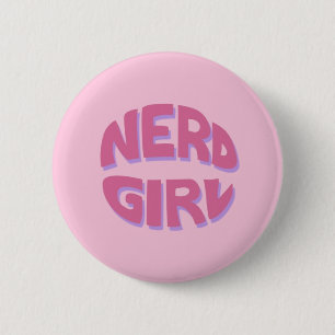 Badge Rond 5 Cm Bouton de base de fille nerd