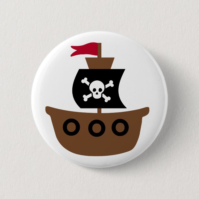 Badge Rond 5 Cm Bouton de bateau de pirate (Devant)