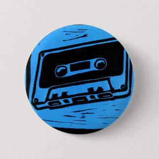 Badge Rond 5 Cm bouton de bleu de cassette