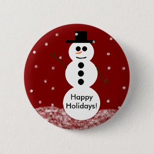 Badge Rond 5 Cm Bouton de bonhomme de neige