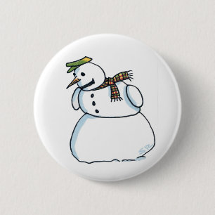 Badge Rond 5 Cm Bouton de bonhomme de neige