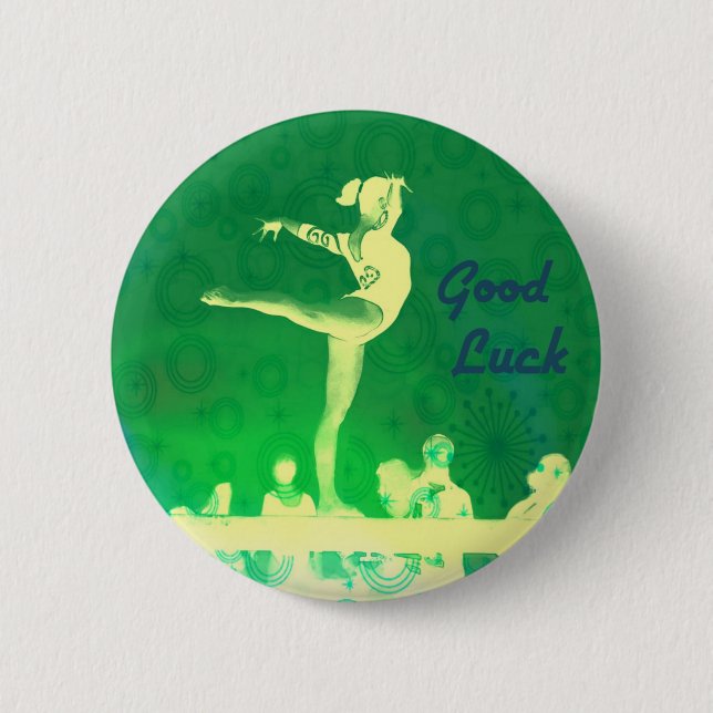 Badge Rond 5 Cm Bouton de bonne chance de gymnaste (Devant)