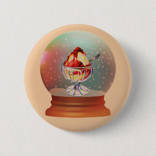 Badge Rond 5 Cm Bouton de boule à neige de sundae de glace vintage