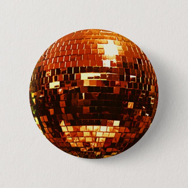 Badge Rond 5 Cm Bouton de boule de disco d'OR (Devant)