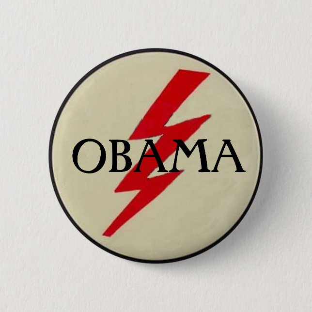 Badge Rond 5 Cm Bouton de boulon de foudre d'OBAMA (Devant)