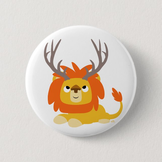 Badge Rond 5 Cm Bouton de bouton du Lion dessiné (Devant)