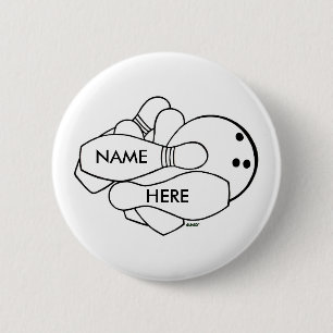 BADGE ROND 5 CM BOUTON DE BOWLING (PERSONNALISER)