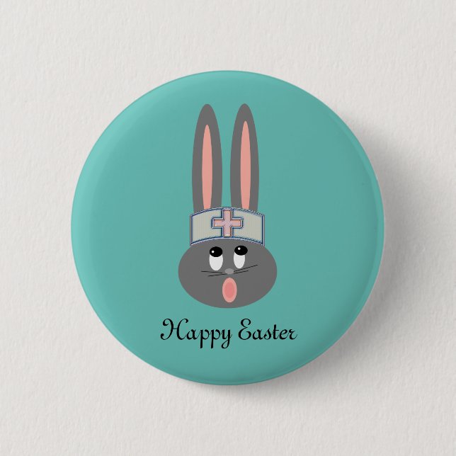 Badge Rond 5 Cm Bouton de Bunny de Pâques (Devant)