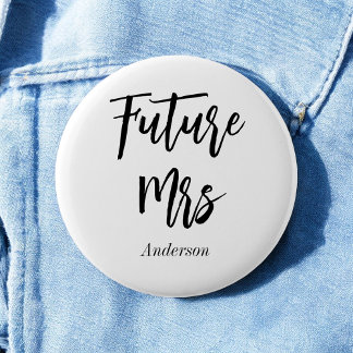 Badge Rond 5 Cm Bouton de calligraphie noire de future Mme