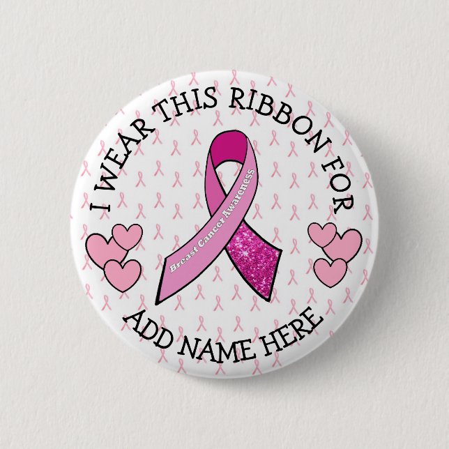 Badge Rond 5 Cm Bouton de cancer rose personnalisé (Devant)